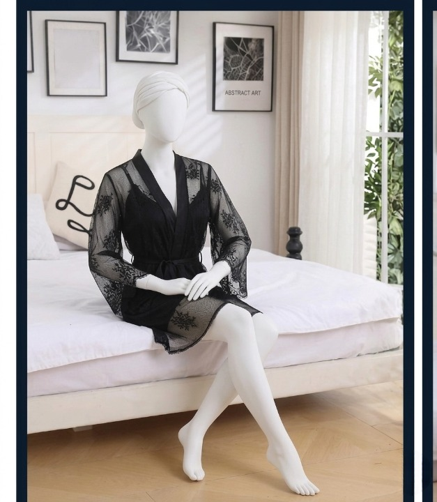 2-Piece Women's Sleepwear Set – Camisole, Shorts & Lace Gown Soft Satin Nightwear