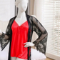 2-Piece Women's Sleepwear Set – Camisole, Shorts & Lace Gown Soft Satin Nightwear