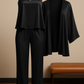 3-Piece Premium Satin Sleepwear Set for Women – Camisole, Pants & Robe