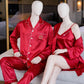 Couple Night Dress Silk Sleepwear Set – 4-Piece Pajama & Robe Set | SKU: DC-C012 | Black