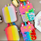 Small Sleepy Unicorn Star Pop Fidget Bag With Long Ribbon Strap Silicone
